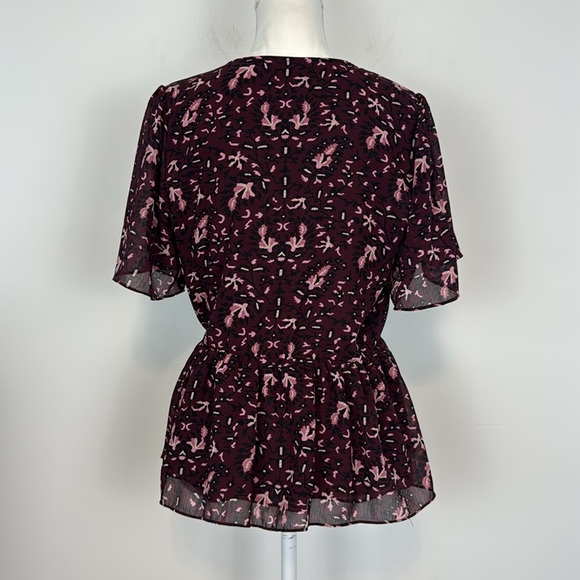 Madewell Georgette Flutter-Sleeve Peplum Top in
Rich Paisley. Size Small. - Picture 8 of 15